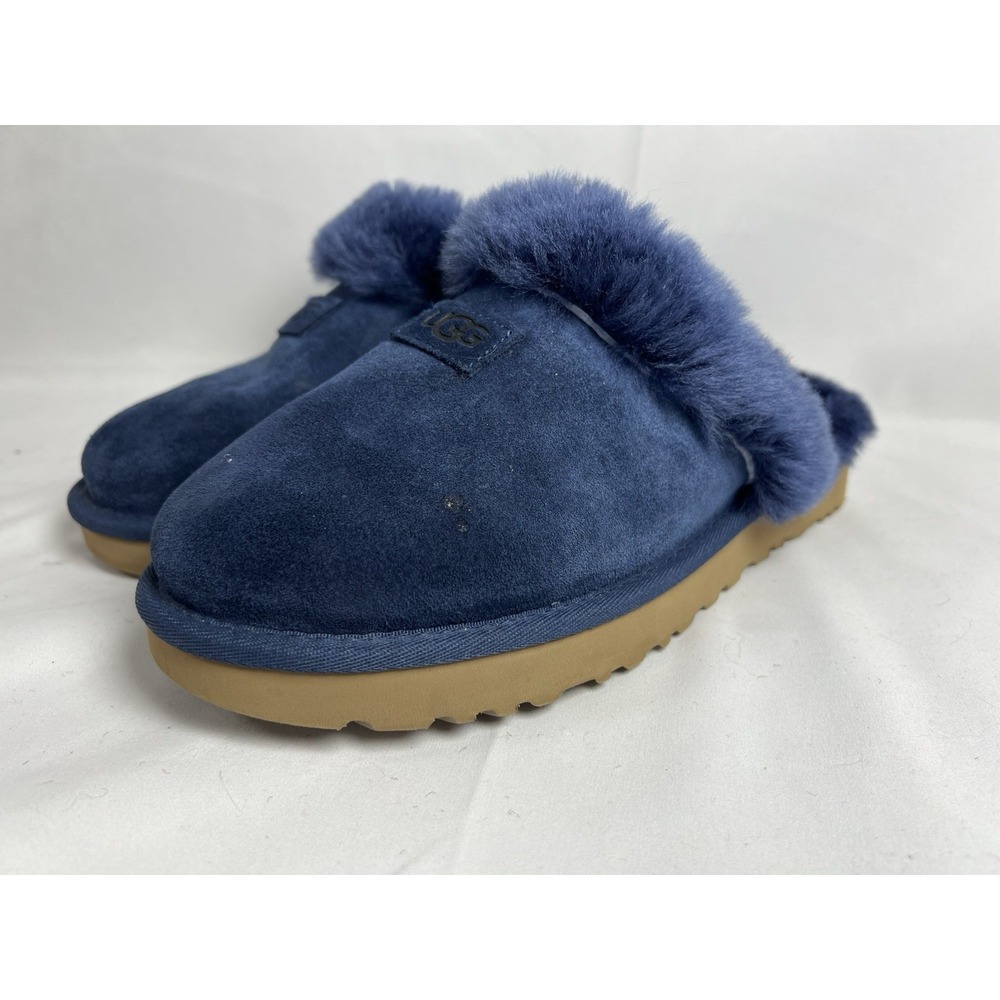 UGG AUSTRALIA REAL Sheepskin! Slide Slippers  Womens Sz 9 Shoes Navy VGUC - Picture 4 of 15